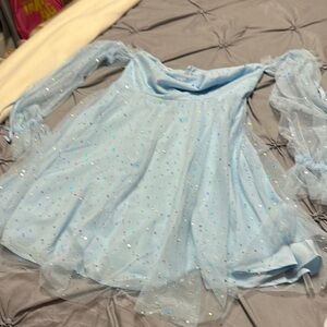 Light Blue Sparkly Dress with Sheer Sleeves
